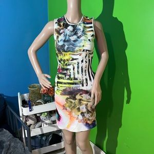 NWOT $150 Clover Canyon | Abstract Print Bodycon Dress | Stretchy Neoprene